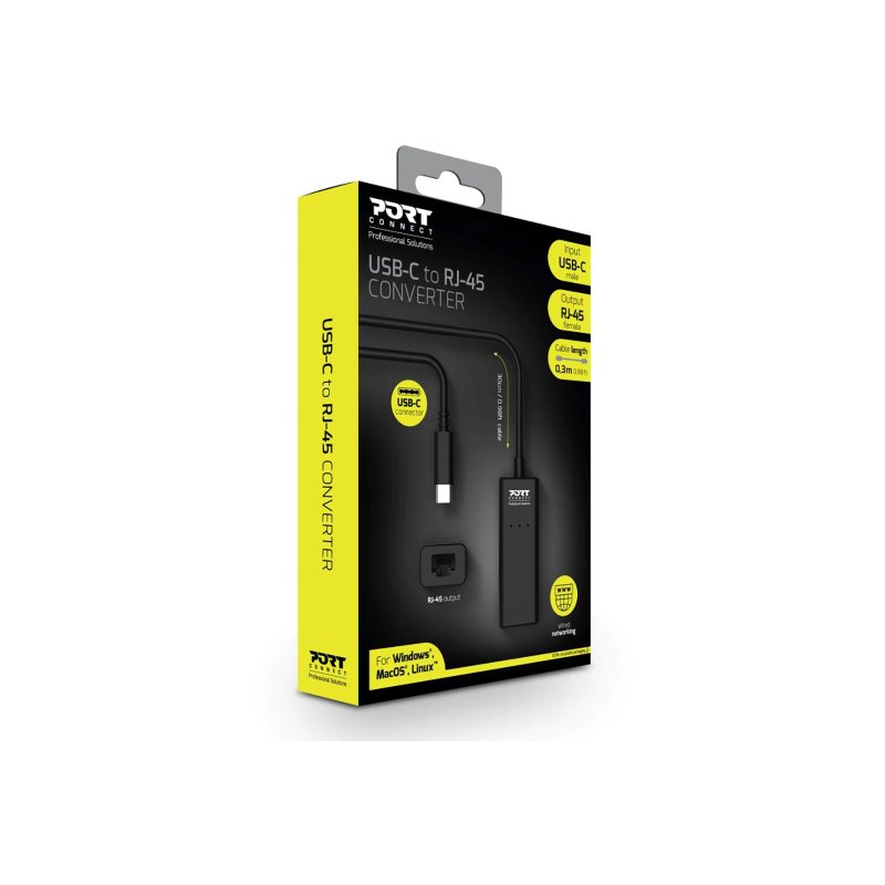 Port USB-C to RJ45 Port Adapter