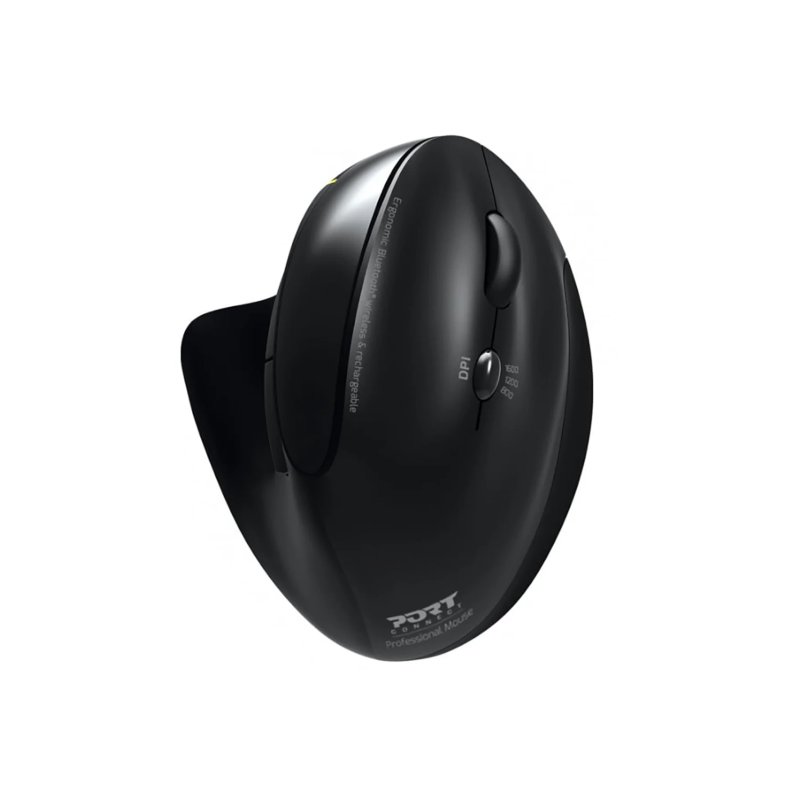 Port Connect Black Ergonomic Rechargeable Bluetooth Mouse