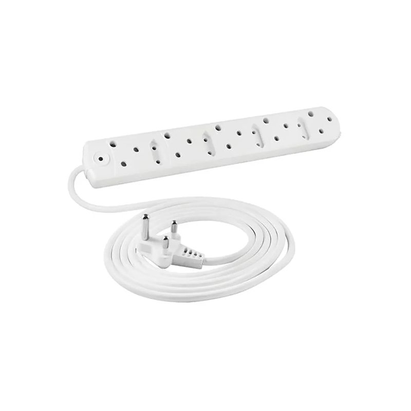 5 Way Low Cost Power Duct 16A + 3M PVC White Crabtree M/PLUG U/SW + O/L C2035/3P