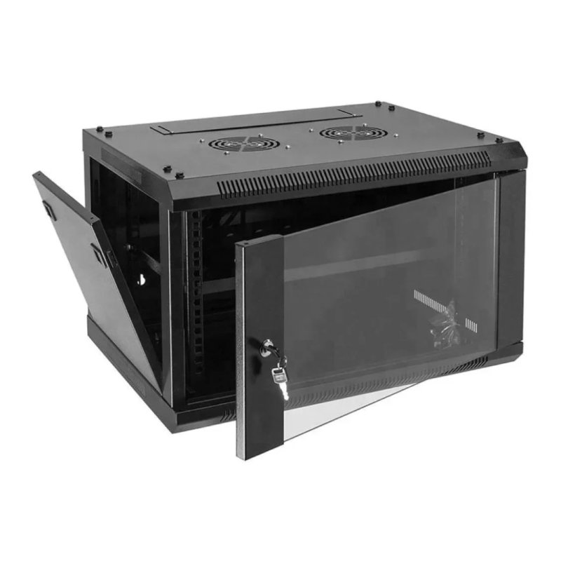 Zone Lite 6U 450mm Single Fan Black Wall Mount Cabinet