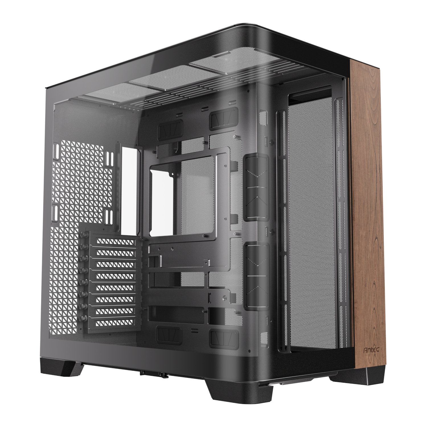 Antec C8 Curved Wood E-ATX, ATX, ITX Dual Chamber Gaming Chassis - Black