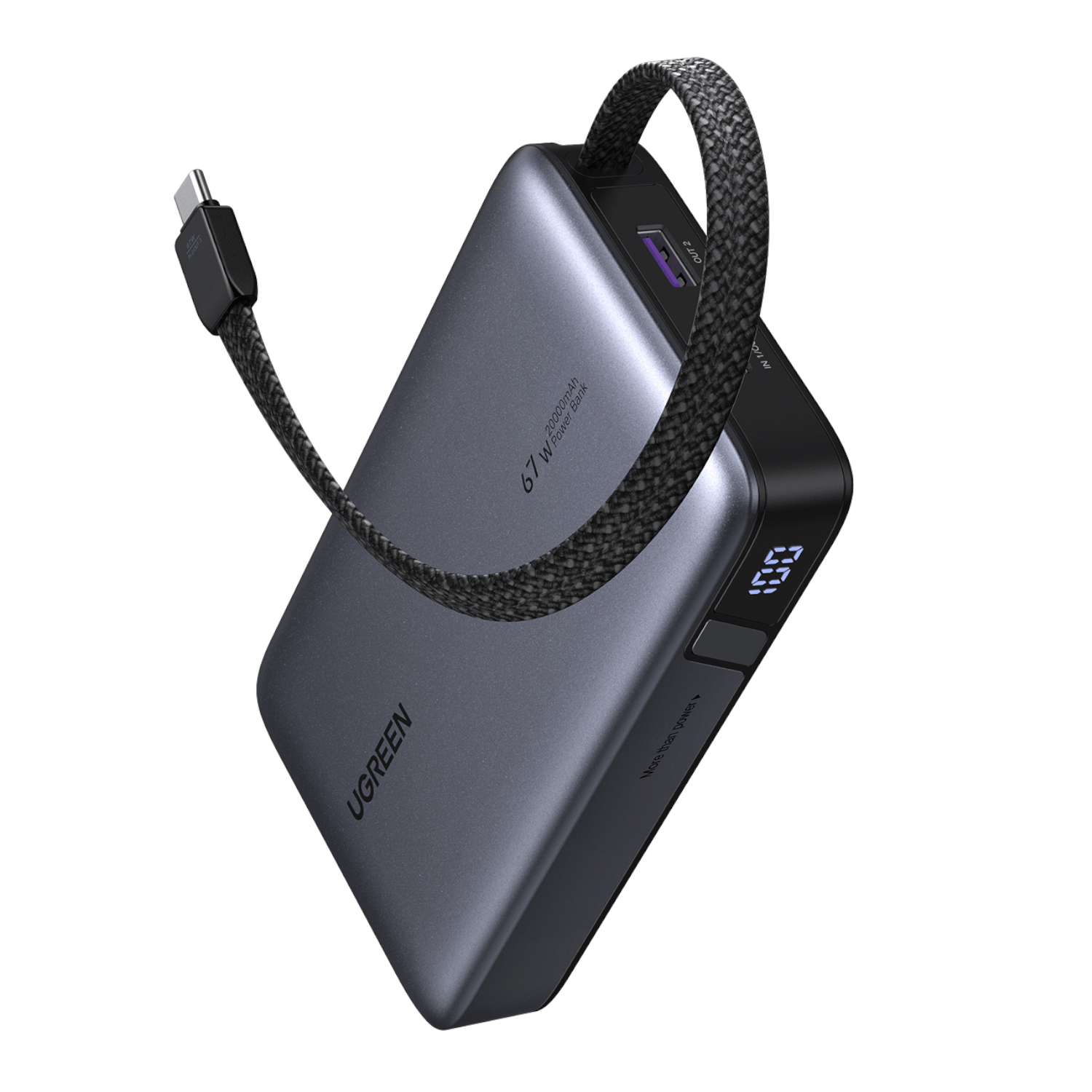Ugreen 20000mAh 67W Nexode Power Bank with Built-in Cable