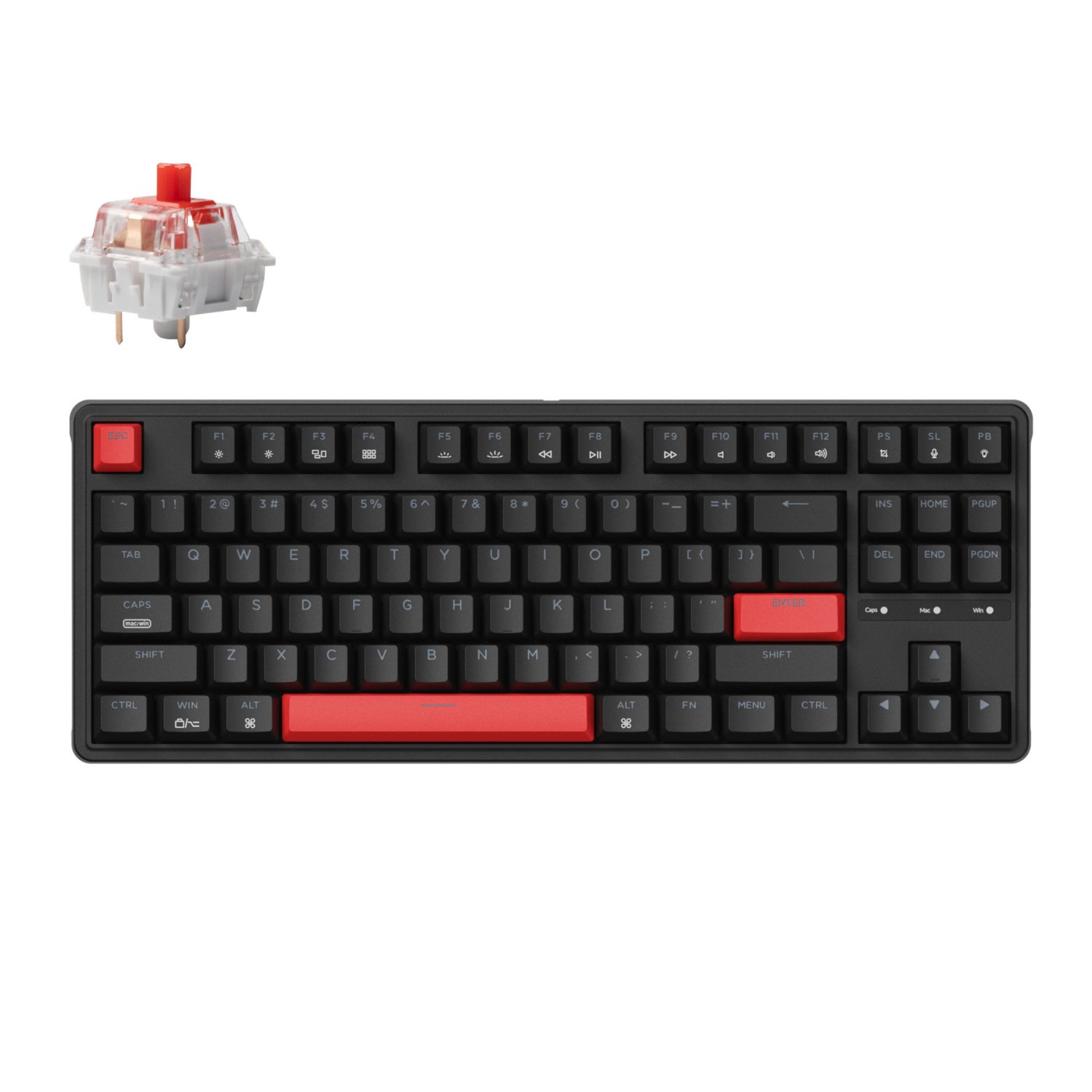 Keychron C3 Pro QMK/VIA Wired Mechanical Keyboard (80% Layout, Red (C3P-A1)