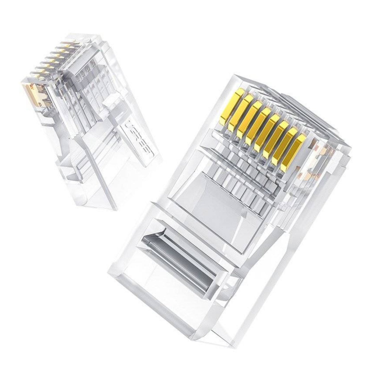Ugreen Cat6 RJ45 Modular Plugs - Transparent with Gold Contacts (10 Pieces)