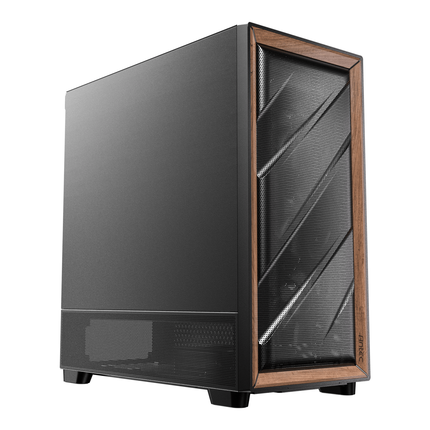 Antec FLUX SE E-ATX, ATX, ITX Mid-Tower Gaming Chassis Wood Front Panel- Black