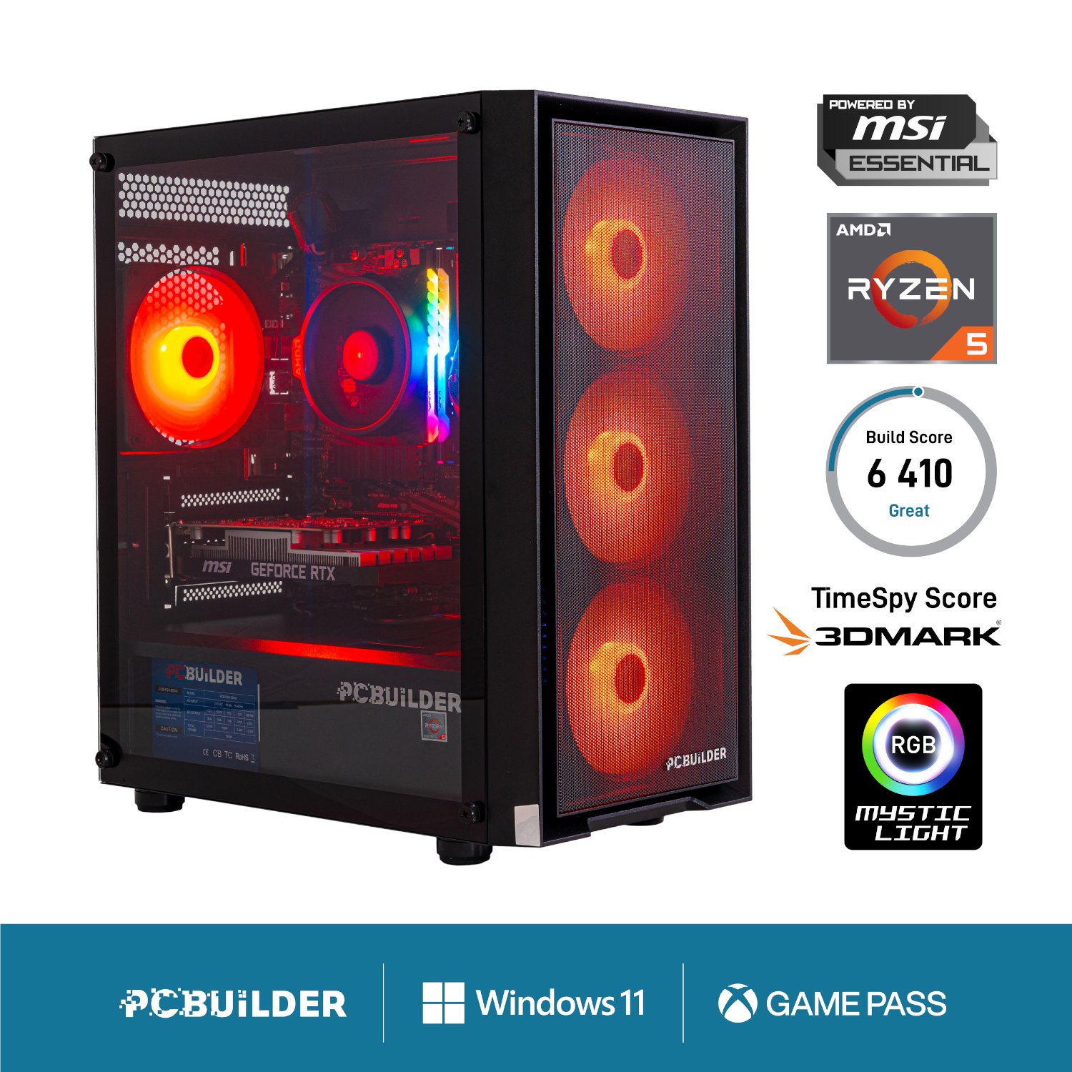 PCBuilder Ryzen 5 5500 Scout Windows 11 Gaming PC