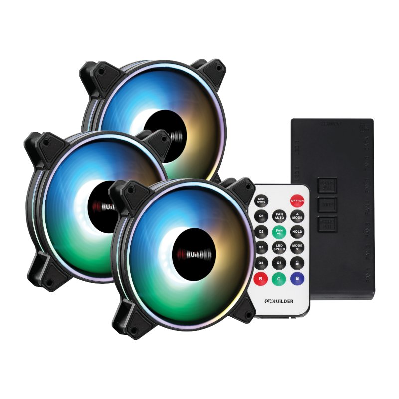 PCBuilder Tempest Chill Fan Kit 3x120MM Dual Glow ARGB Fan (PCB-CF-TEMP-DKIT)