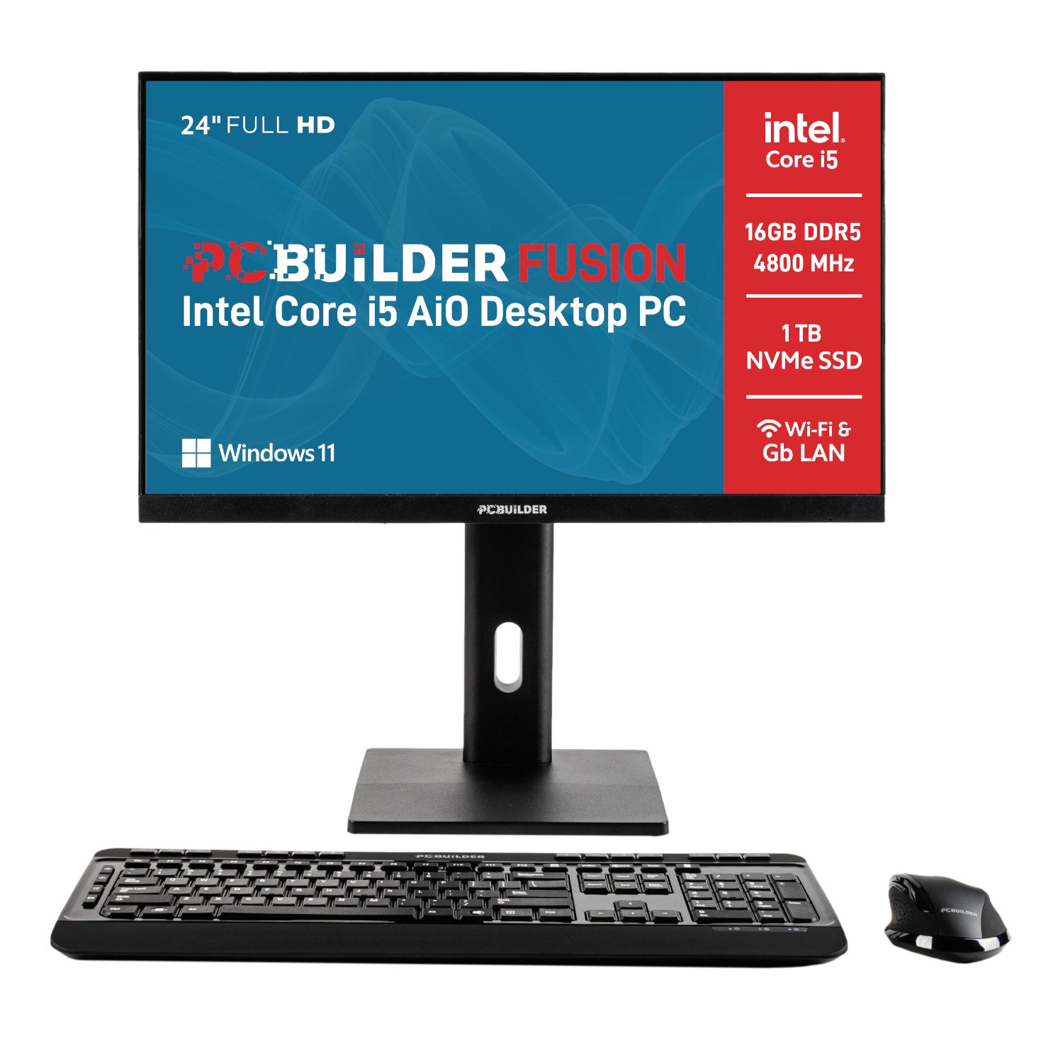 PCBuilder Fusion 24" Intel Core i5-12400 16GB DDR5 1TB Windows 11 Pro AiO